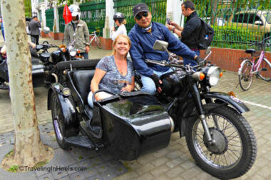 One of our many #BucketListChina experiences, riding in a vintage motorcycle sidecar in Shanghai with our hosts Mandarin Journeys.