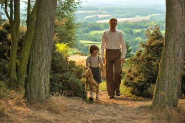 Will Tilston and Domhnall Gleeson in the film GOODBYE CHRISTOPHER ROBIN. Photo by David Appleby. © 2017 Twentieth Century Fox Film Corporation All Rights Reserved
