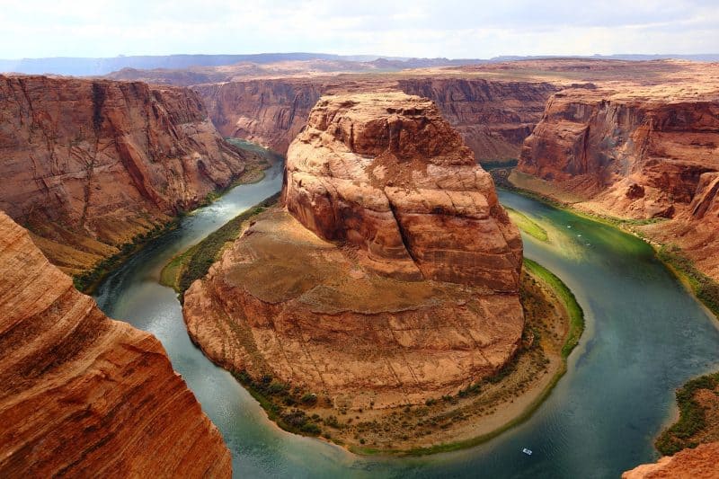 Horseshoe Bend, one of the most photographed areas on the Colorado River, located just north of Grand Canyon and outside Page Arizona.