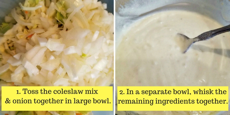 Ingredients for family recipe of sweet and simple cole slaw.