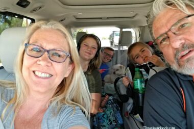 When road tripping with multigenerational family, consider renting a Chrysler Pacifica or other larger mini van or SUV with Tvs built in for entertainment and for more personal space.