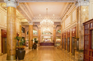 Lobby of the historic and beautiful Bellevue Hotel Philadelphia.