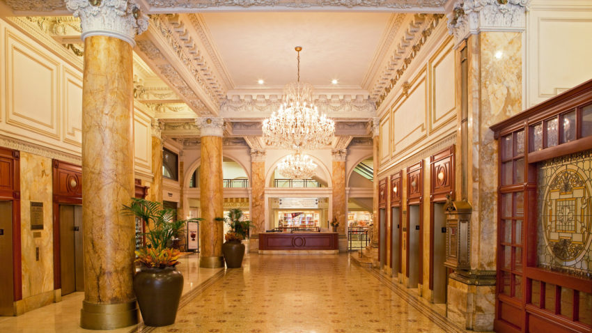 Lobby of the historic and beautiful Bellevue Hotel Philadelphia. 