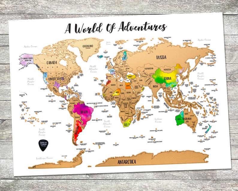 Nothings says "travel" like World Scratch off Maps. Photo: Etsy