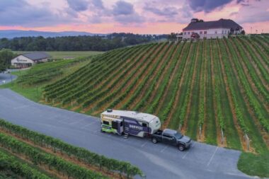 The RVing dream: RV camping on a winery at sunset!