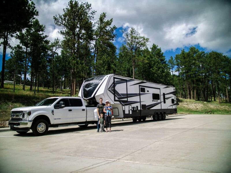 family enjoying RV trip